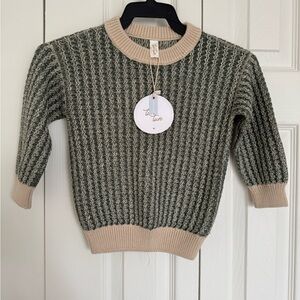 Tun tun Elegant Knit Sweater for kids- Green and Beige size3-4